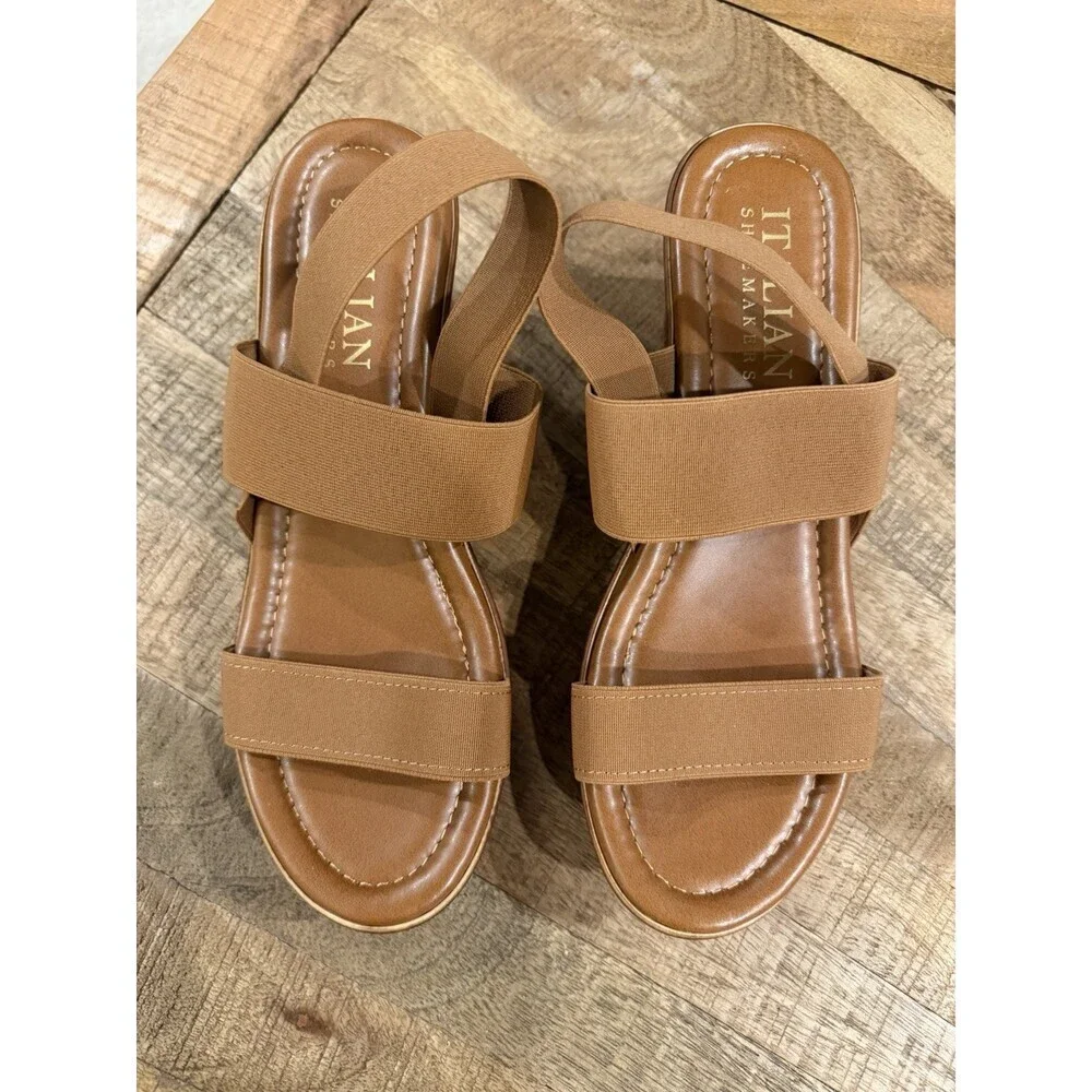Italian Shoemakers Womens Size 10 Brown Platform Wedge Sandals Made in Italy - Picture 2 of 11